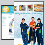 6.25 x 11 inch EDDM template. A cleaning team and house cleaning related images are on both pages.