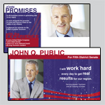 6.25 x 11 inch EDDM template with a politician in a beige suit with red, white, and blue background.