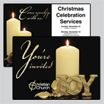 6.5 x 9 inch EDDM template with a candle on a black background with gold block and script lettered text boxes.