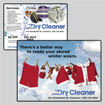 6.5 x 9 inch laundry EDDM template. Front image is a line with clothes hanging. 3 laundry images on page 2.