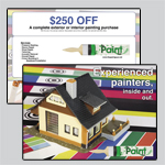 8.5 x 12 inch EDDM template with a house with stripes of color in the background and a paintbrush.